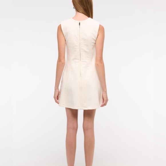 Abercrombie & Fitch Cream Sleeveless Denim Mini Dress with Corset Seaming Size S - Picture 6 of 11